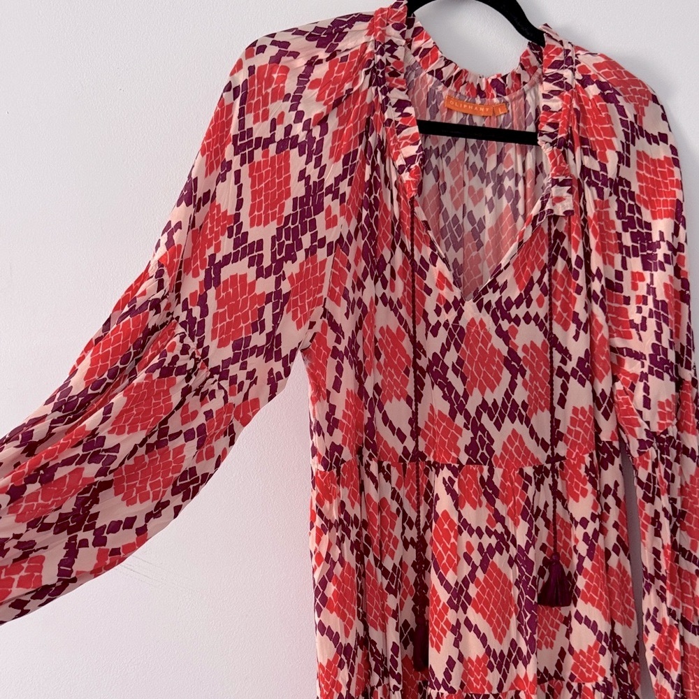 Oliphant Vibrant Red and Pink Geometric Dress